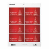 ヴィンテージホワイトレッドグリッタークリスマスツリーホリデイ ラベル (フルシート)
