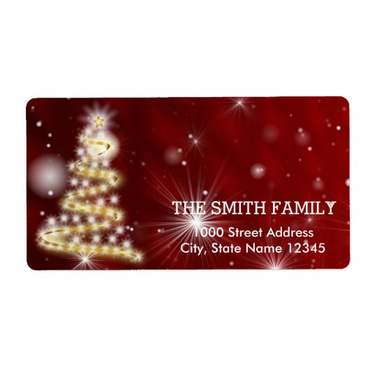 ヴィンテージホワイトレッドグリッタークリスマスツリーホリデイ ラベル (正面)