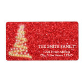 ヴィンテージホワイトレッドグリッタークリスマスツリーホリデイ ラベル (正面)