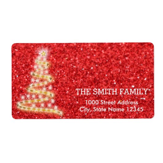 ヴィンテージホワイトレッドグリッタークリスマスツリーホリデイ ラベル (正面)