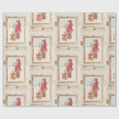 ヴィンテージホワイトレッドサンタスノーホリデークリスマス ラッピングペーパー (フラット)