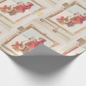 ヴィンテージホワイトレッドサンタスノーホリデークリスマス ラッピングペーパー (角)