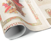 ヴィンテージホワイトレッドサンタスノーホリデークリスマス ラッピングペーパー (ロールコーナー)