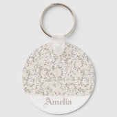 ヴィンテージホワイトレースとリネンのカスタムウェディング キーホルダー (正面)