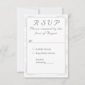 ヴィンテージホワイトレースカソリッ結婚クス 出欠カード (正面)