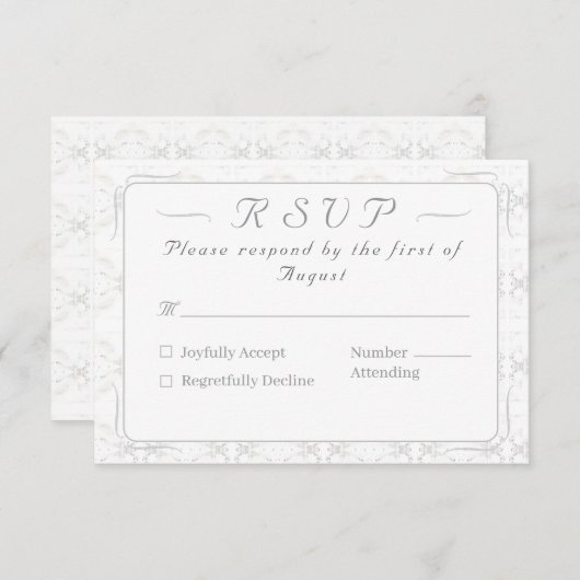 ヴィンテージホワイトレースカソリッ結婚クス 出欠カード (正面/裏面)