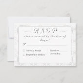 ヴィンテージホワイトレースカソリッ結婚クス 出欠カード (正面)