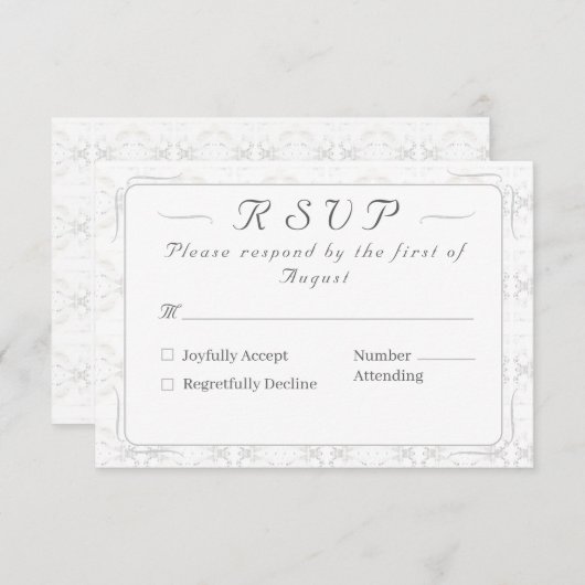 ヴィンテージホワイトレースカソリッ結婚クス 出欠カード (正面/裏面)