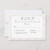 ヴィンテージホワイトレースカソリッ結婚クス 出欠カード (正面)