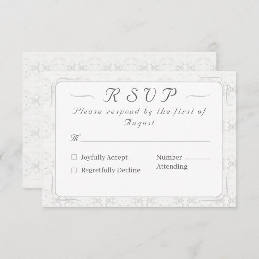 ヴィンテージホワイトレースカソリッ結婚クス 出欠カード (正面/裏面)