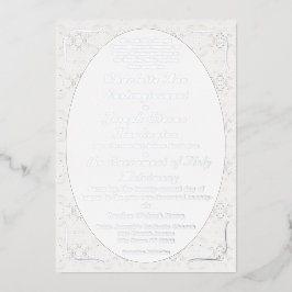 ヴィンテージホワイトレースカソリッ結婚クス 箔招待状