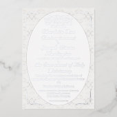 ヴィンテージホワイトレースカソリッ結婚クス 箔招待状 (正面)