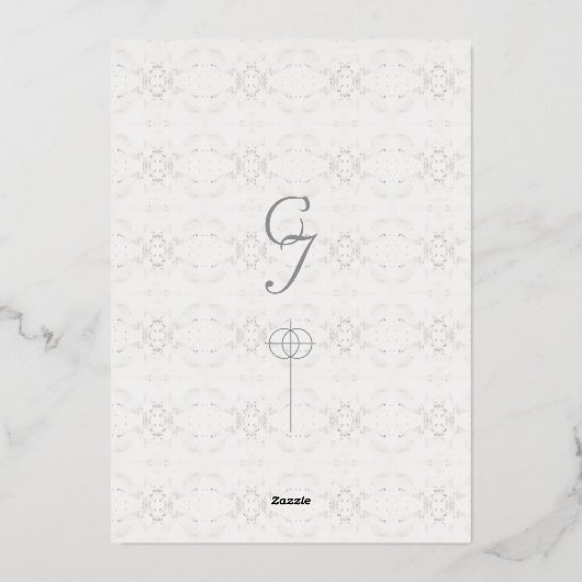 ヴィンテージホワイトレースカソリッ結婚クス 箔招待状 (裏面)