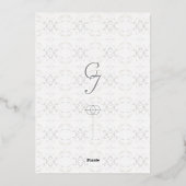 ヴィンテージホワイトレースカソリッ結婚クス 箔招待状 (裏面)