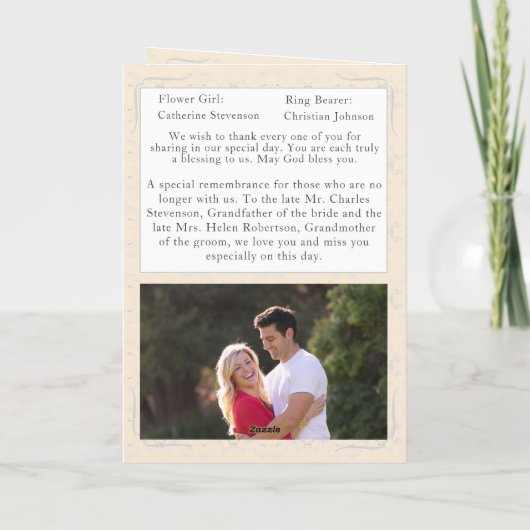 ヴィンテージホワイトレースカトリック結婚式 プログラム (裏面)