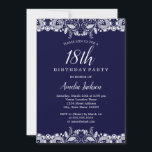 ヴィンテージホワイトレースネイビー18thバースデーパーティー 招待状<br><div class="desc">リトルかわいらしベイリー店でレース誕生日招待状をもっと！</div>