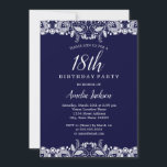 ヴィンテージホワイトレースネイビー18thバースデーパーティー 招待状<br><div class="desc">リトルかわいらしベイリー店でレース誕生日招待状をもっと！</div>