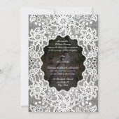 ヴィンテージホワイトレースフォト結婚式招待状 招待状 (裏面)
