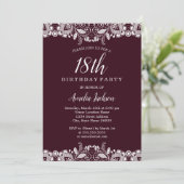 ヴィンテージホワイトレースブルゴーニュ18thバースデーパーティー 招待状 (スタンド正面)