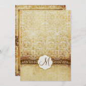 ヴィンテージホワイトレースモノグラム結婚式招待状 招待状 (正面/裏面)