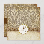 ヴィンテージホワイトレースモノグラム結婚式招待状 招待状 (正面/裏面)