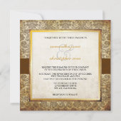 ヴィンテージホワイトレースモノグラム結婚式招待状 招待状 (裏面)