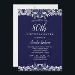 ヴィンテージホワイトレース海軍80th誕生日パーティー 招待状<br><div class="desc">リトルかわいらしベイリー店でレース誕生日招待状をもっと！</div>