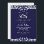 ヴィンテージホワイトレース海軍80th誕生日パーティー 招待状<br><div class="desc">リトルかわいらしベイリー店でレース誕生日招待状をもっと！</div>
