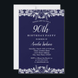 ヴィンテージホワイトレース海軍90th誕生日パーティー 招待状<br><div class="desc">リトルかわいらしベイリー店でレース誕生日招待状をもっと！</div>