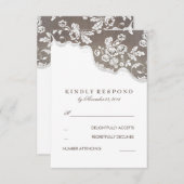 ヴィンテージホワイトレース素朴ウェディングSVP 出欠カード (正面/裏面)