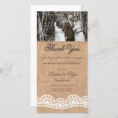 ヴィンテージホワイトレース結婚の感謝のフォトカード サンキューカード (正面/裏面)