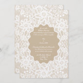 ヴィンテージホワイトレース結婚式招待状テンプレート 招待状 (正面/裏面)