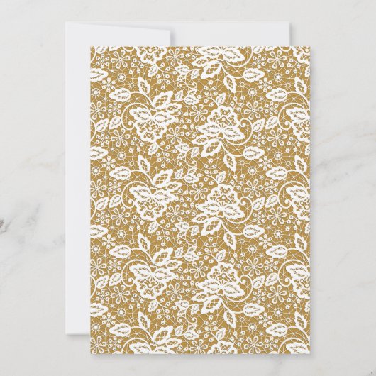 ヴィンテージホワイトレース金ゴールドすべての行事誕生日 招待状 (裏面)