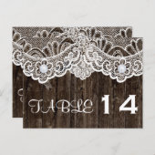 ヴィンテージホワイトレース、古い結婚ウッドのテーブル番号 ポストカード (正面/裏面)