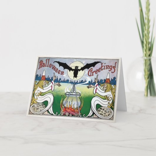 ヴィンテージホワイトロベドウィッチハロウィンカード シーズンカード (正面)