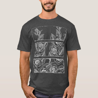 ヴィンテージホワイトローズエステティックソフトグランジインディゴー Tシャツ