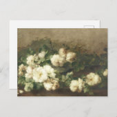 ヴィンテージホワイトローズオイルペインティングバイマーガレタ ポストカード (正面/裏面)