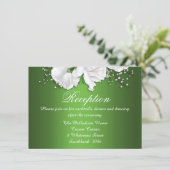 ヴィンテージホワイトローズオングリーンウェディングレセプション エンクロージャーカード (スタンド正面)