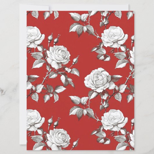 ヴィンテージホワイトローズスクラップブック紙 (正面)