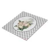 ヴィンテージホワイトローズチェッカーボード タイル (側面)