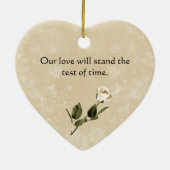 ヴィンテージホワイトローズフレーム結婚フォトオーナメント セラミックオーナメント (裏面)