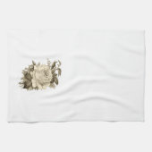 ヴィンテージホワイトローズフローラキッチンハンドタオル キッチンタオル (横)