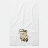 ヴィンテージホワイトローズフローラキッチンハンドタオル キッチンタオル (縦)