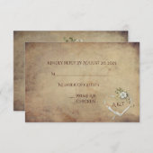 ヴィンテージホワイトローズブーケRSVP 出欠カード (正面/裏面)