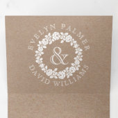 ヴィンテージホワイトローズリースクラフト結婚ダンボール 三つ折り招待状 (内部最初)