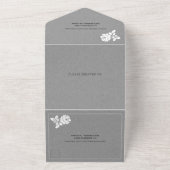 ヴィンテージホワイトローズリースグレークラフト紙結婚ズ オールインワン招待状 (外側)