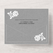 ヴィンテージホワイトローズリースグレークラフト紙結婚ズ オールインワン招待状 (裏面)