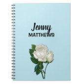 ヴィンテージホワイトローズ名前をカスタムするオンブルー ノートブック (正面)