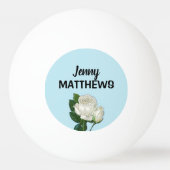 ヴィンテージホワイトローズ名前をカスタムするオンブルー 卓球ボール (正面)