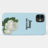 ヴィンテージホワイトローズ名前をカスタムするオンブルー Case-Mate iPhoneケース (裏面(横))
